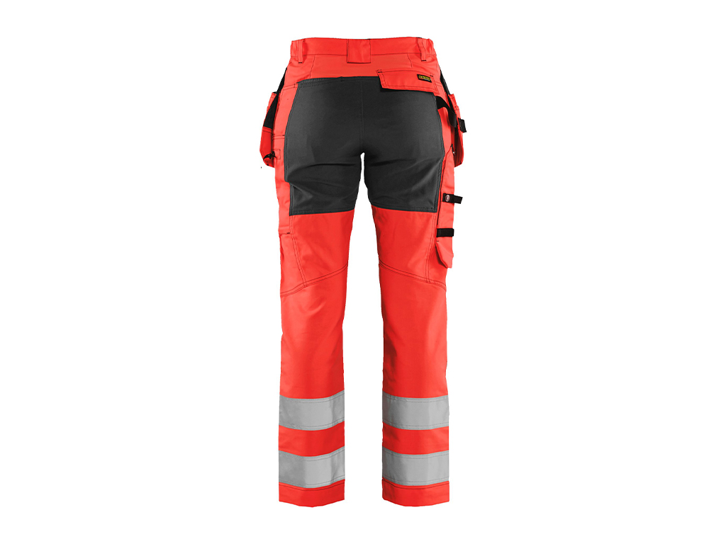 Pantalon Stretch Haute-Visibilité Femme rouge fluo-noir 2.jpg