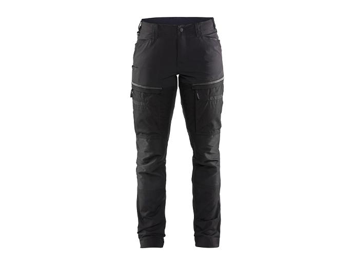 [716618459998C32] Pantalon Maintenance Stretch Femme 7166 (Noir/Gris, C32)