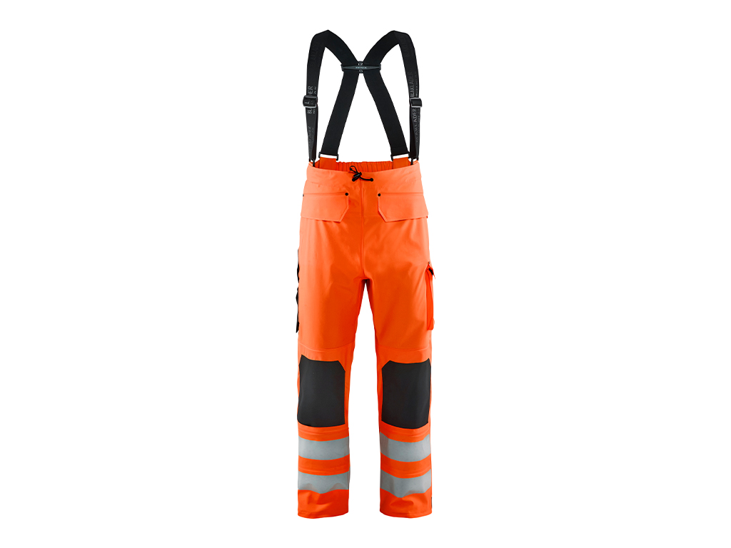 Pantalon de Pluie à Bretelles Haute-Visibilité Niveau 2 1302 (Orange fluo, XS)