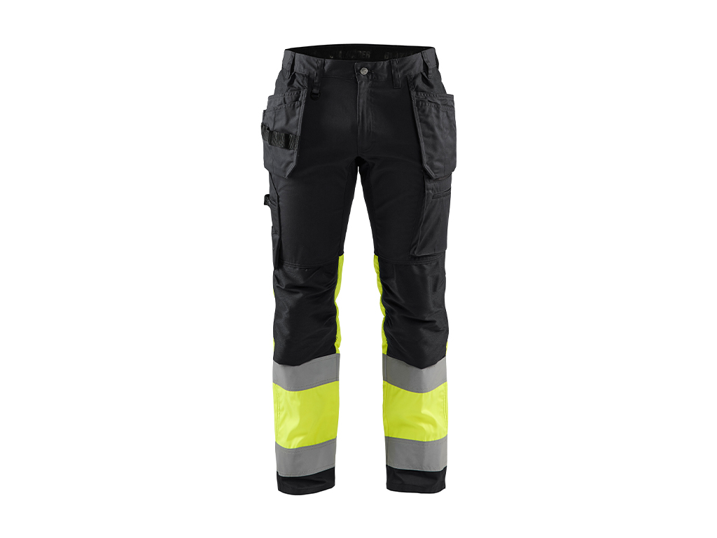 Pantalon Artisan Haute-Visibilité Stretch 1558 (Noir/Jaune fluo, C44)