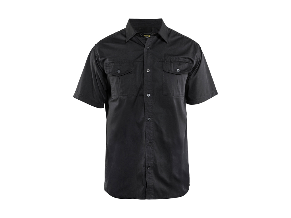 Chemise Twill Manches Courtes 3296 (Noir, XS)