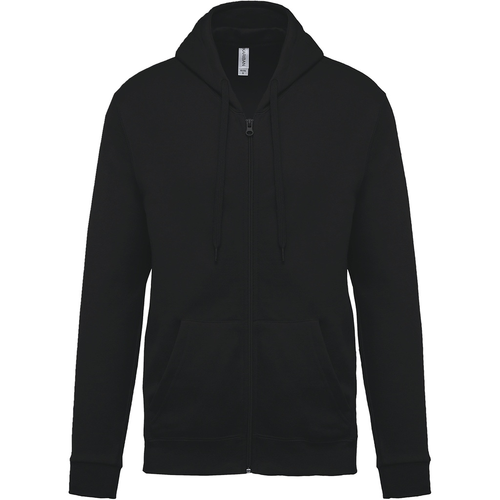 K479 - Sweat-Shirt Zippé Capuche Unisexe (Noir, XS)