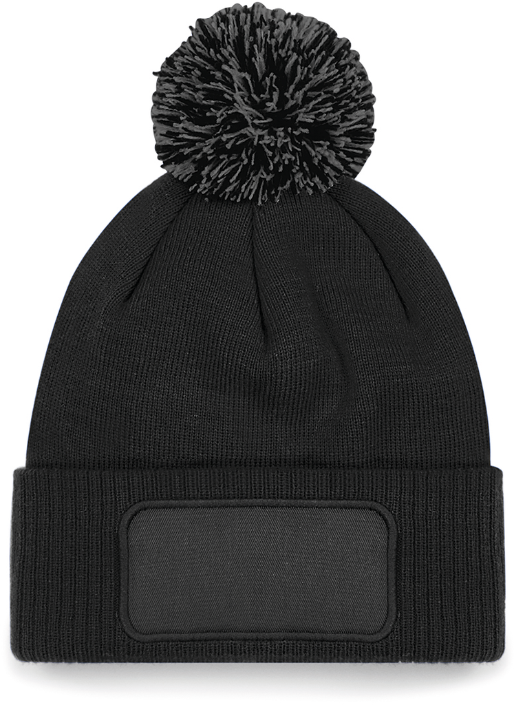 [B443-BK-OS] B443 - Bonnet à Pompon Patch Snowstar® (Noir)