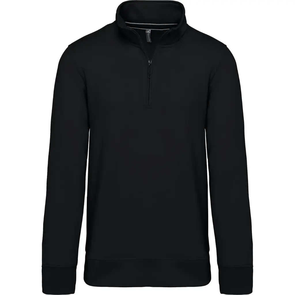 K487 - Sweat-Shirt Col Zippé Homme (Noir, XS)