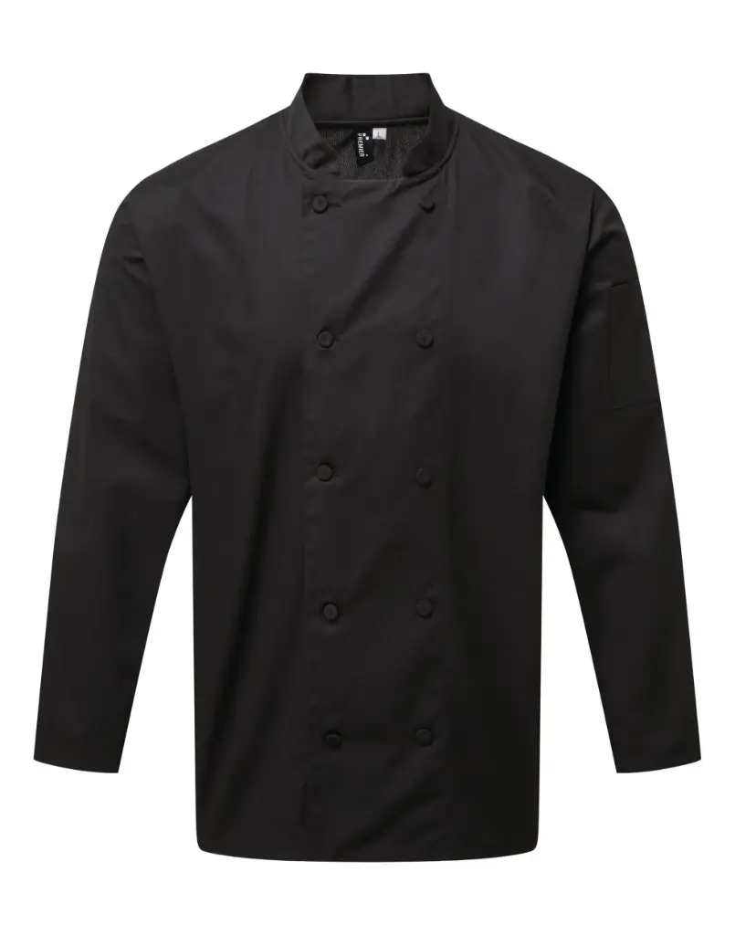 PR903 - Veste Chef Cuisinier Manches Longues Coolchecker® (Noir, XS)